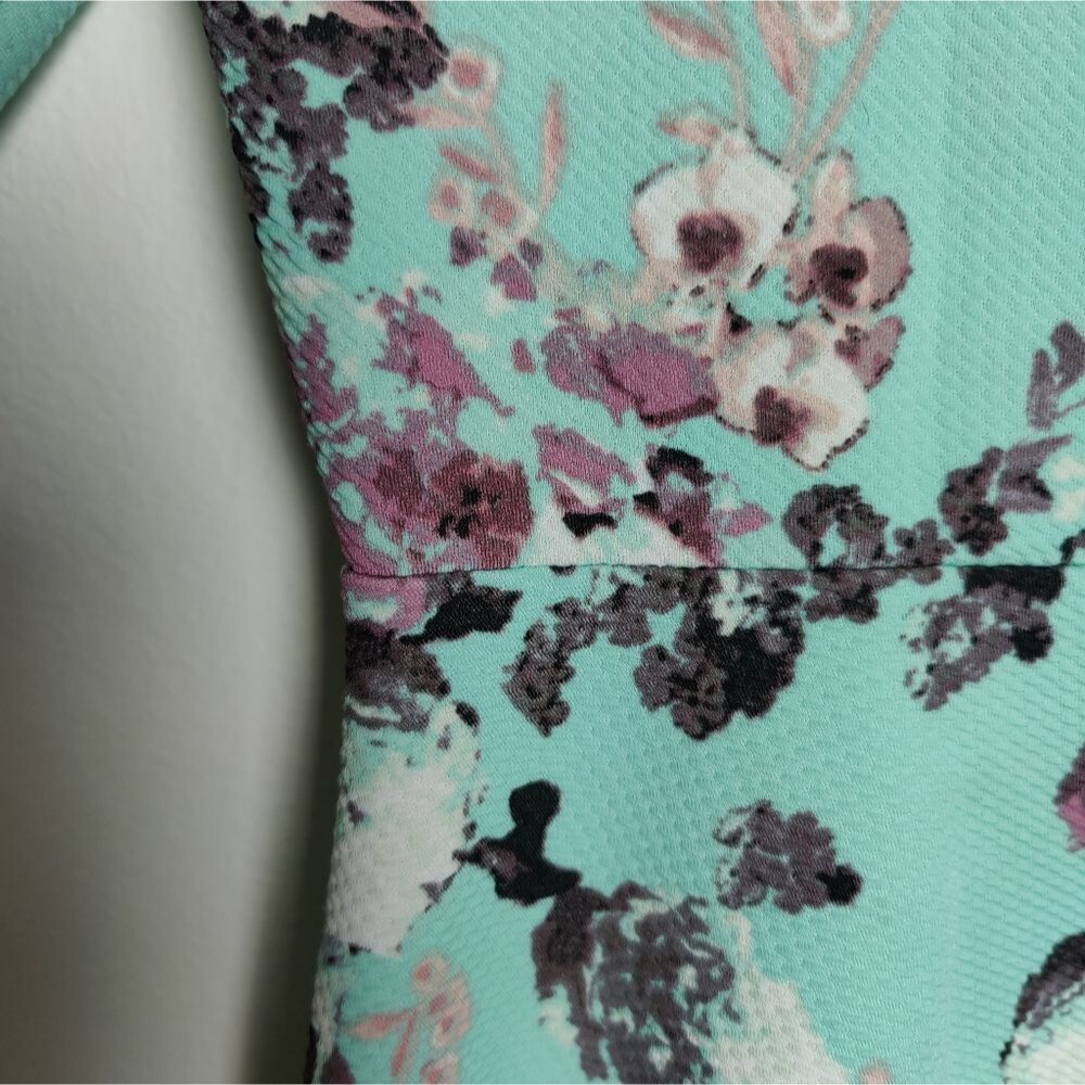 J for Justify Retro Turquoise Floral Mini Skater Dress, Size M - Picture 3 of 10
